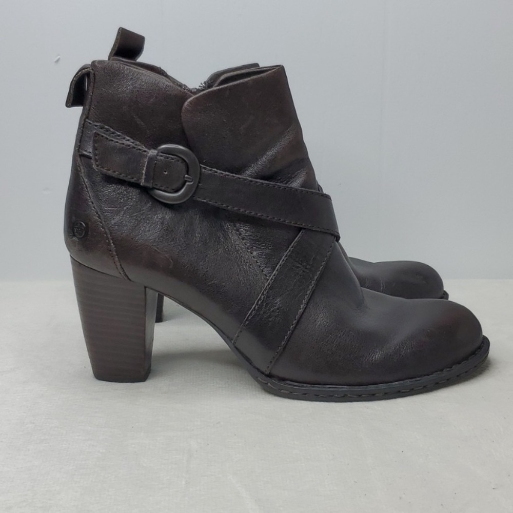 Strappy Born Dark Brown Ankle Boots
